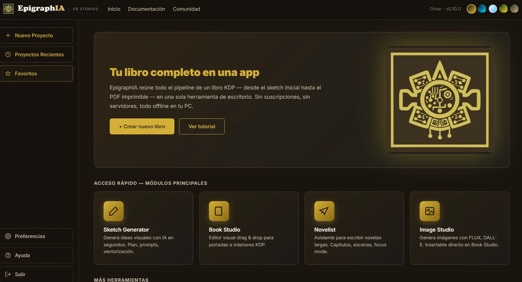 Home de EpigraphIA: dashboard con acceso a todos los módulos editoriales